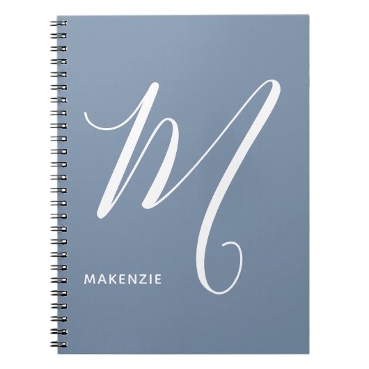 Eenvoudig Monogramed Schrijfschrift M Blue & White Notitieboek (Voorkant)