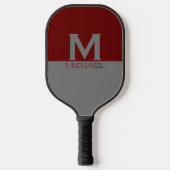 Eenvoudig monogramma-ontwerp in grijs & Bourgogne Pickleball Paddle (Voorkant)