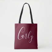 Eenvoudig Monogrammed Burgundy Canvas tas (Voorkant)