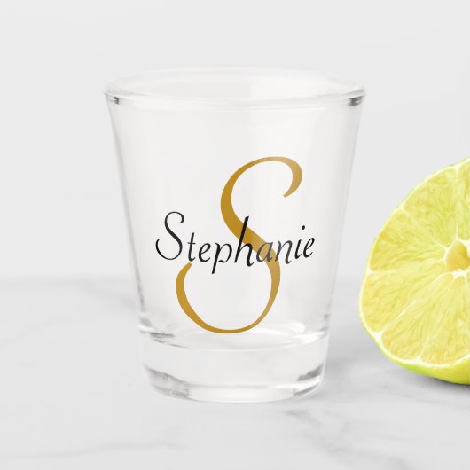 Eenvoudig Monogrammed Initiaal & Naam Shot Glas (Voorkant)