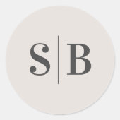 Eenvoudig monogrammed Off-White Ivory Wedding Ronde Sticker (Voorkant)