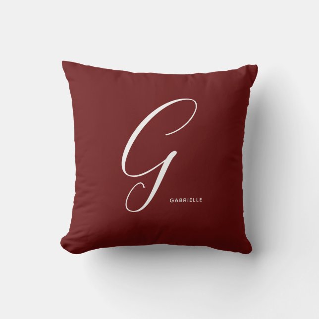 Eenvoudig Monogrammed Schrijfbrief G Autumn Red Kussen (Voorkant)