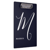 Eenvoudig Monogrammed Schrijfschrift M Navy Blue Klembord (Rechts)
