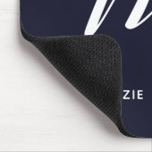 Eenvoudig Monogrammed Schrijfschrift M Navy Blue Muismat (Hoek)