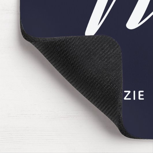 Eenvoudig Monogrammed Schrijfschrift M Navy Blue Muismat (Hoek)