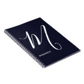 Eenvoudig Monogrammed Schrijfschrift M Navy Blue Notitieboek (Rechterzijde)