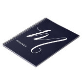 Eenvoudig Monogrammed Schrijfschrift M Navy Blue Notitieboek (Linkerzijde)