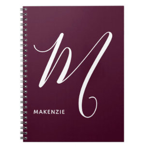Eenvoudig Monogrammed Schrijven M Burgundy Notitieboek