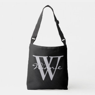 Eenvoudig Monogrammen en Namen + uw achtergrond. e Crossbody Tas