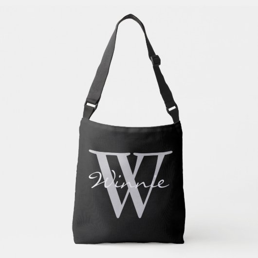 Eenvoudig Monogrammen en Namen + uw achtergrond. e Crossbody Tas (Voorkant)