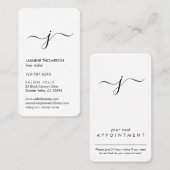 Eenvoudig Monogrammen Zwart en Wit Verticaal Manus Afsprakenkaartje (Voorkant / Achterkant)