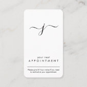 Eenvoudig Monogrammen Zwart en Wit Verticaal Manus Afsprakenkaartje (Achterkant)