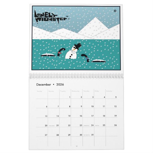 Eenvoudig Monster Cartoon kalender (twee pagina's) (Dec 2026)