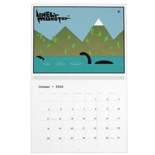 Eenvoudig Monster Cartoon kalender (twee pagina's) (Okt 2026)