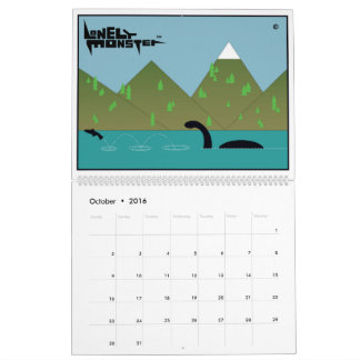 Eenvoudig Monster Cartoon kalender (twee pagina's)