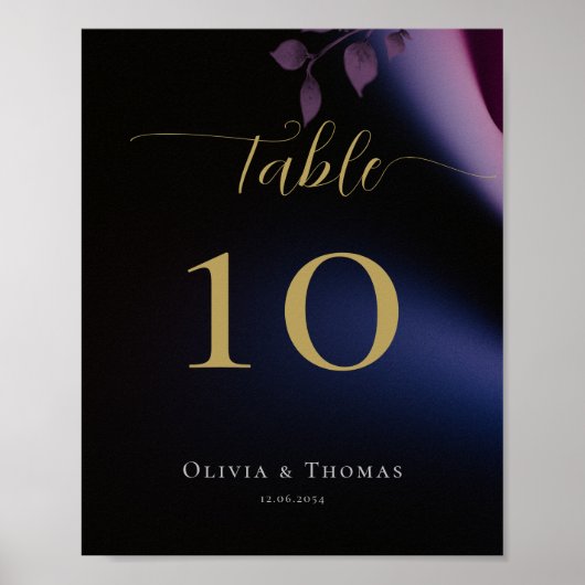 Eenvoudig Moody Black Dark Paarse Eucalyptus Wedde Poster (Voorkant)