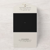 Eenvoudig Moody Greenery Black & Beige Wedding All In One Uitnodiging (Buitenkant)
