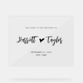 Eenvoudig mooi hart script bruiloft welkom teken acryl bord (Voorkant)