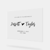 Eenvoudig mooi hart script bruiloft welkom teken acryl bord (Hoek)