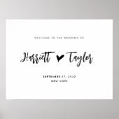 Eenvoudig mooi hart script bruiloft welkom teken poster (Voorkant)