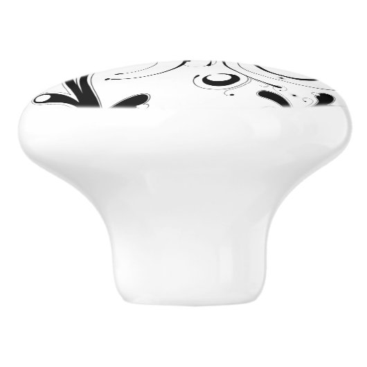 Eenvoudig mooi zwart-wit schuifwiel keramische knop (Zijkant)