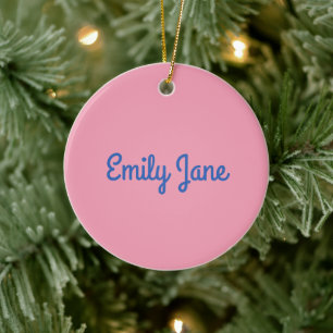 Eenvoudig Mooie Blauwe en Roze Persoonlijke Keramisch Ornament