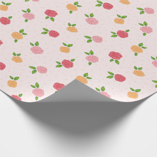 Eenvoudig Mooie Bloemige Roze Gouden Roos Patroon  Cadeaupapier