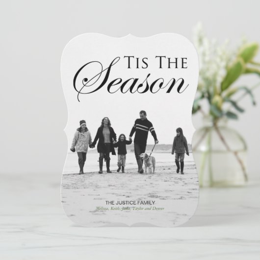 Eenvoudig mooie kerstfotokaarten feestdagenkaart (Staand voorkant)