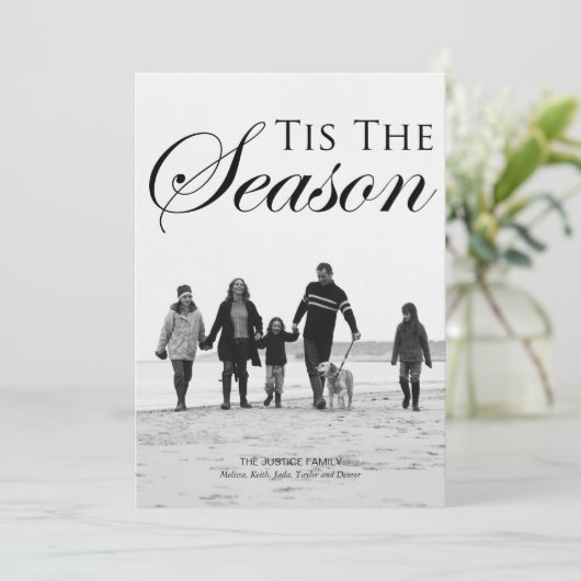 Eenvoudig mooie kerstfotokaarten feestdagenkaart (Staand voorkant)
