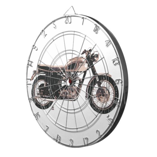 Eenvoudig mooie klassieke motorfiets dartbord (Voorkant Rechts)