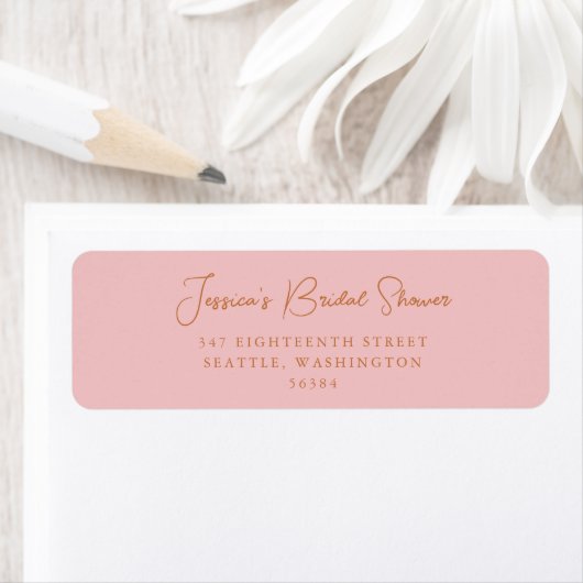 Eenvoudig Mooie Roze Bruiloftsshower Retouradres Etiket (Insitu)