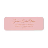 Eenvoudig Mooie Roze Bruiloftsshower Retouradres Etiket (Voorkant)