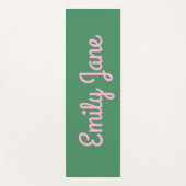 Eenvoudig Mooie Roze en Groene Script Persoonlijk Yogamat (Voorkant)