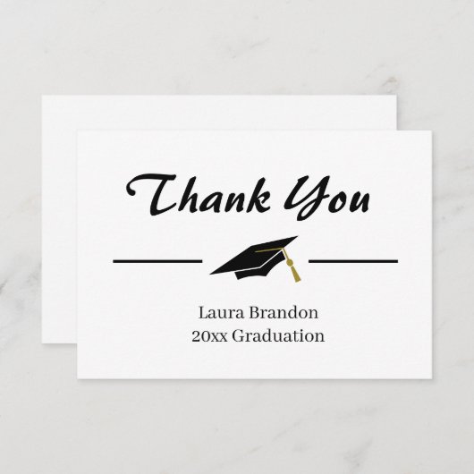 Eenvoudig Mortarboard-Afstuderen Dank u wel Bedankkaart (Voorkant / Achterkant)