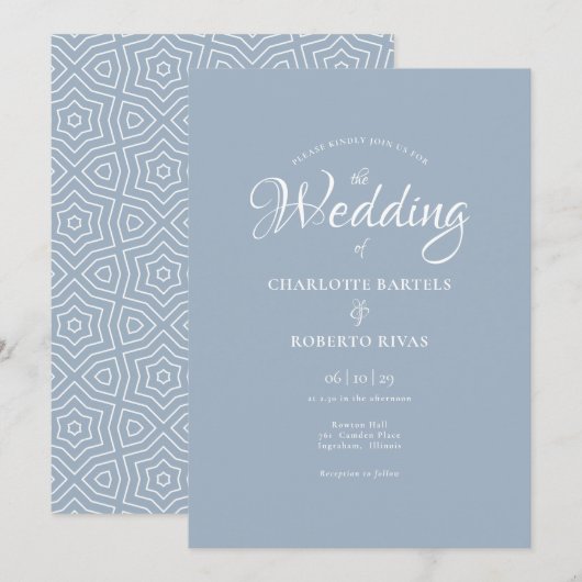 Eenvoudig mosterd blauw kalligrafie kaart (Voorkant / Achterkant)