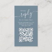 Eenvoudig mosterd Blauwe Calligrafie Antwoord QR C Informatiekaartje (Voorkant)