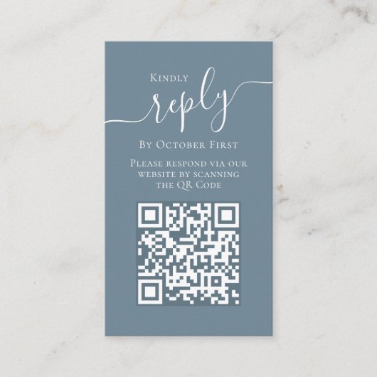 Eenvoudig mosterd Blauwe Calligrafie Antwoord QR C Informatiekaartje (Voorkant)