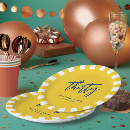 Eenvoudig Mosterd Geel 30e Verjaardagsfeestje Papieren Bordje