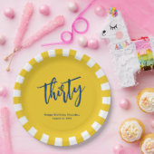 Eenvoudig Mosterd Geel 30e Verjaardagsfeestje Papieren Bordje (Feest)