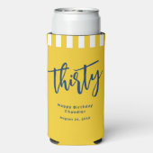 Eenvoudig Mosterd Geel 30e Verjaardagsfeestje Seltzer Blikjeskoeler (Seltzer Achterkant)
