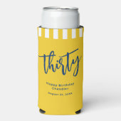 Eenvoudig Mosterd Geel 30e Verjaardagsfeestje Seltzer Blikjeskoeler (Seltzer Voorkant)