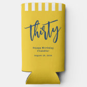 Eenvoudig Mosterd Geel 30e Verjaardagsfeestje Seltzer Blikjeskoeler (Achterkant)