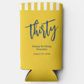 Eenvoudig Mosterd Geel 30e Verjaardagsfeestje Seltzer Blikjeskoeler (Voorkant)