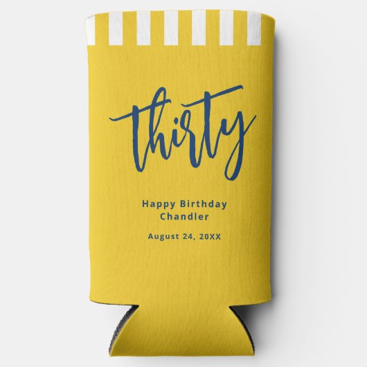 Eenvoudig Mosterd Geel 30e Verjaardagsfeestje Seltzer Blikjeskoeler (Voorkant)