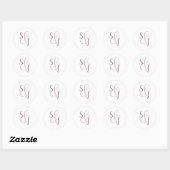 Eenvoudig mosterd roze monogram bruiloft envelop ronde sticker (Vel)