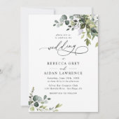 Eenvoudig mosterdblauw Eucalyptus Greenery Wedding Kaart (Voorkant)