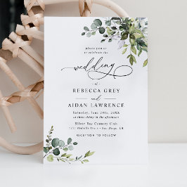 Eenvoudig mosterdblauw Eucalyptus Greenery Wedding Kaart