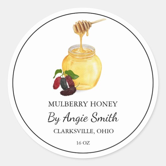 Eenvoudig Mulberry Infused Honey Label (Voorkant)