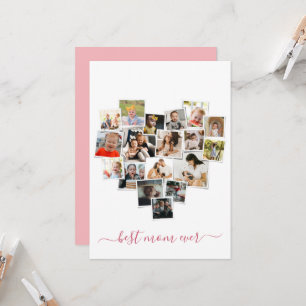 Eenvoudig multi-foto-collage-hart Beste mama ooit Kaart