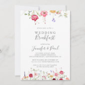 Eenvoudig Multicolor Wildflower bruiloft ontbijt Kaart (Voorkant)